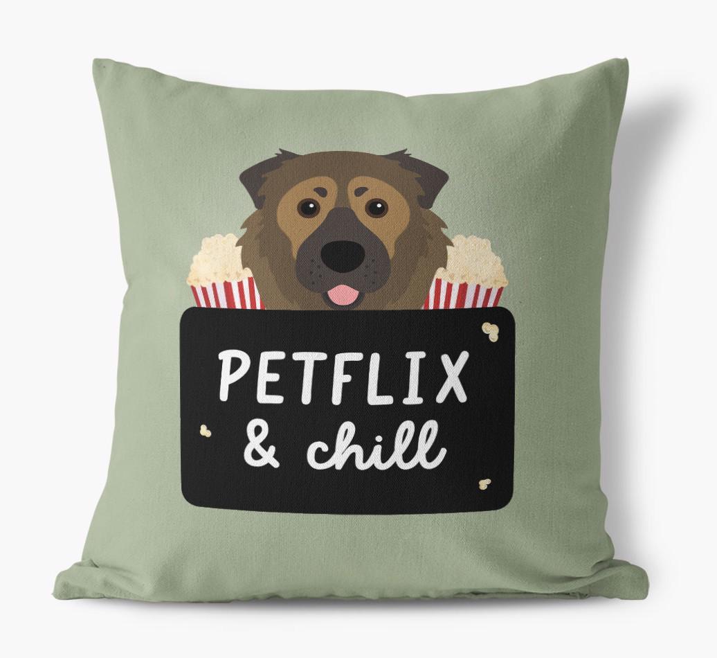 Petflix & Chill: Personalized {breedFullName} Canvas Pillow