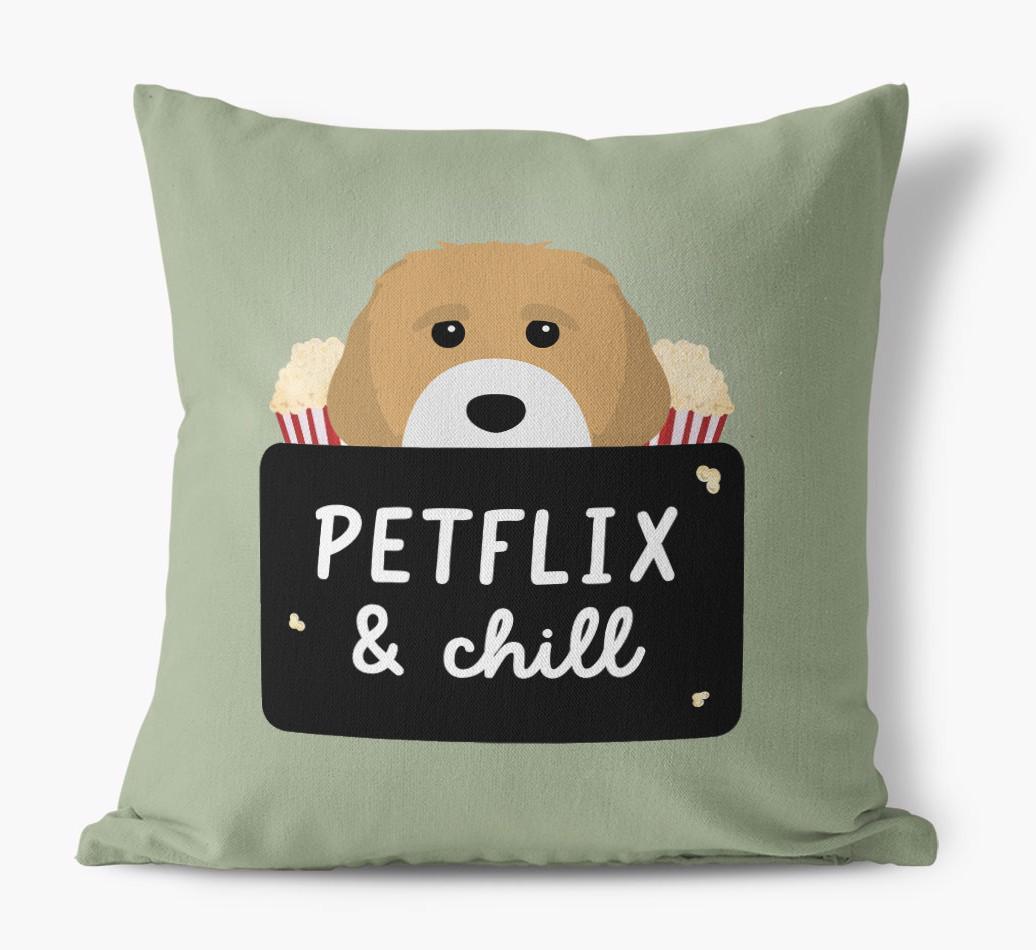 Petflix & Chill: Personalized {breedFullName} Canvas Pillow