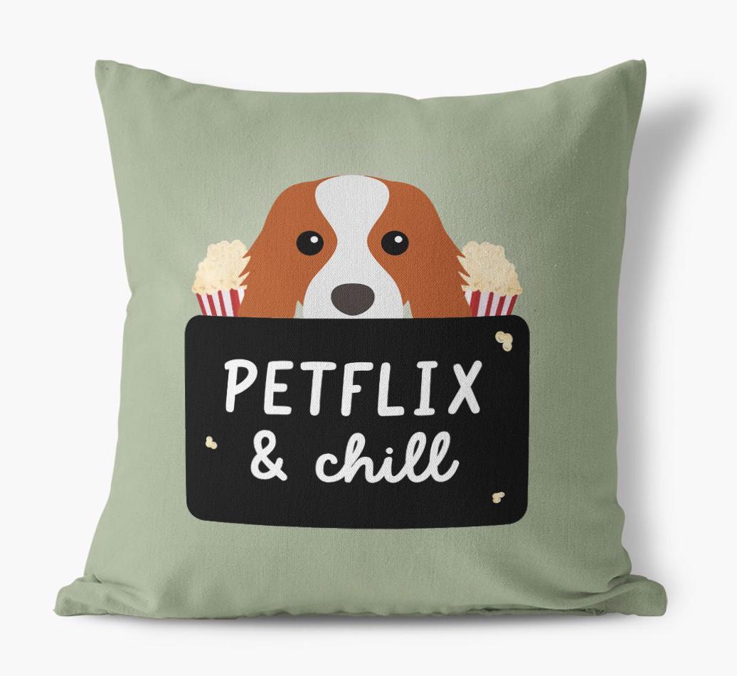 Petflix & Chill: Personalized {breedFullName} Canvas Pillow
