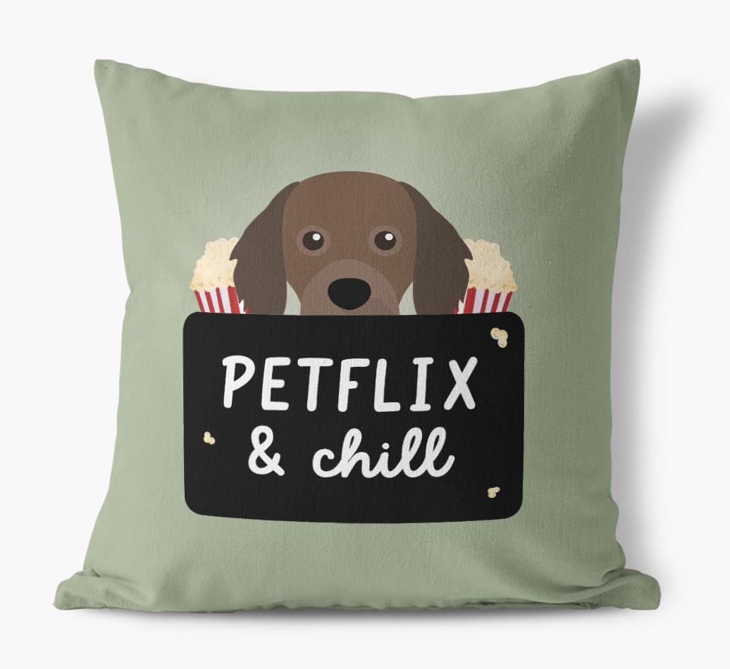Petflix & Chill: Personalized {breedFullName} Canvas Pillow