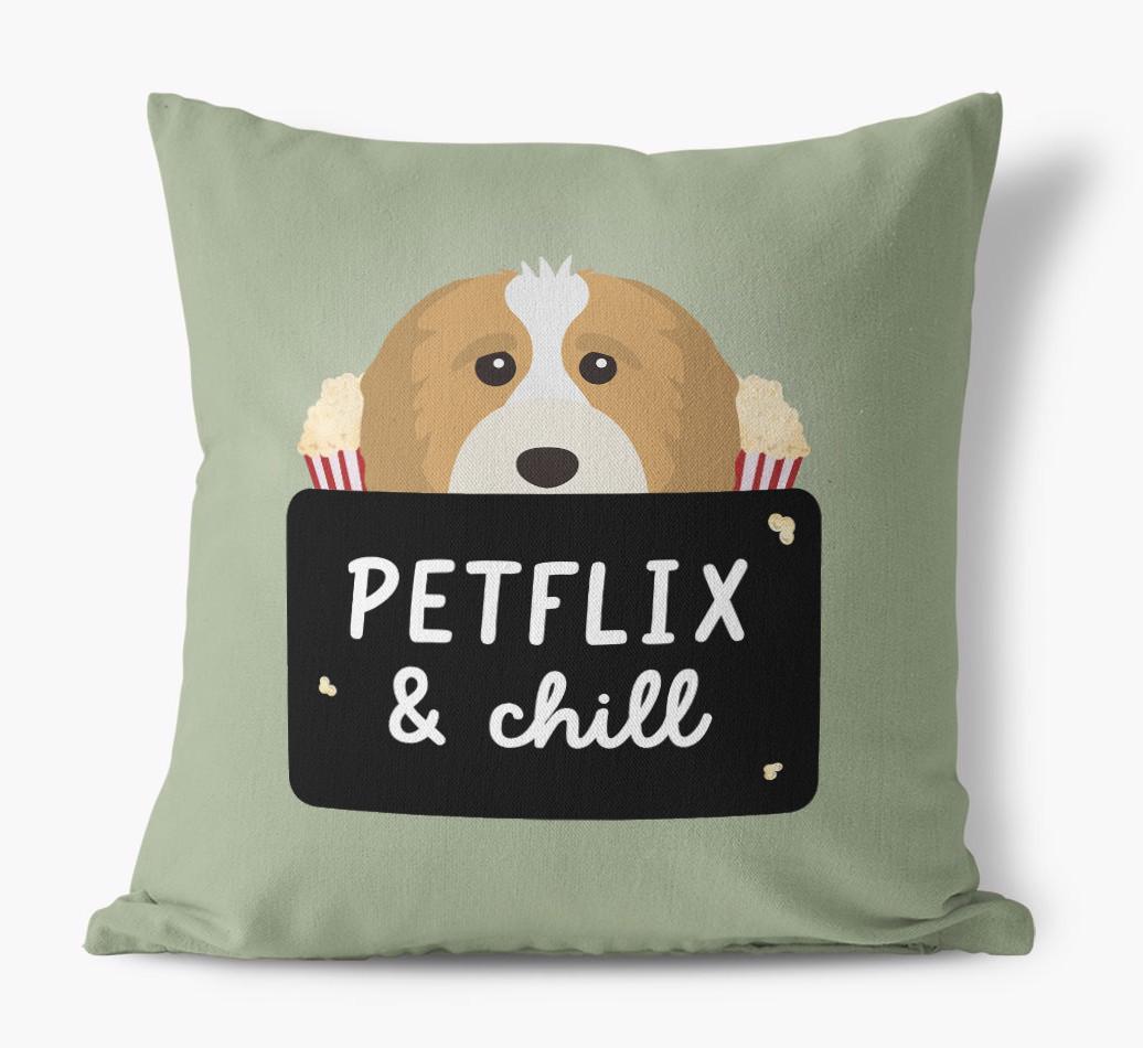 Petflix & Chill: Personalized {breedFullName} Canvas Pillow