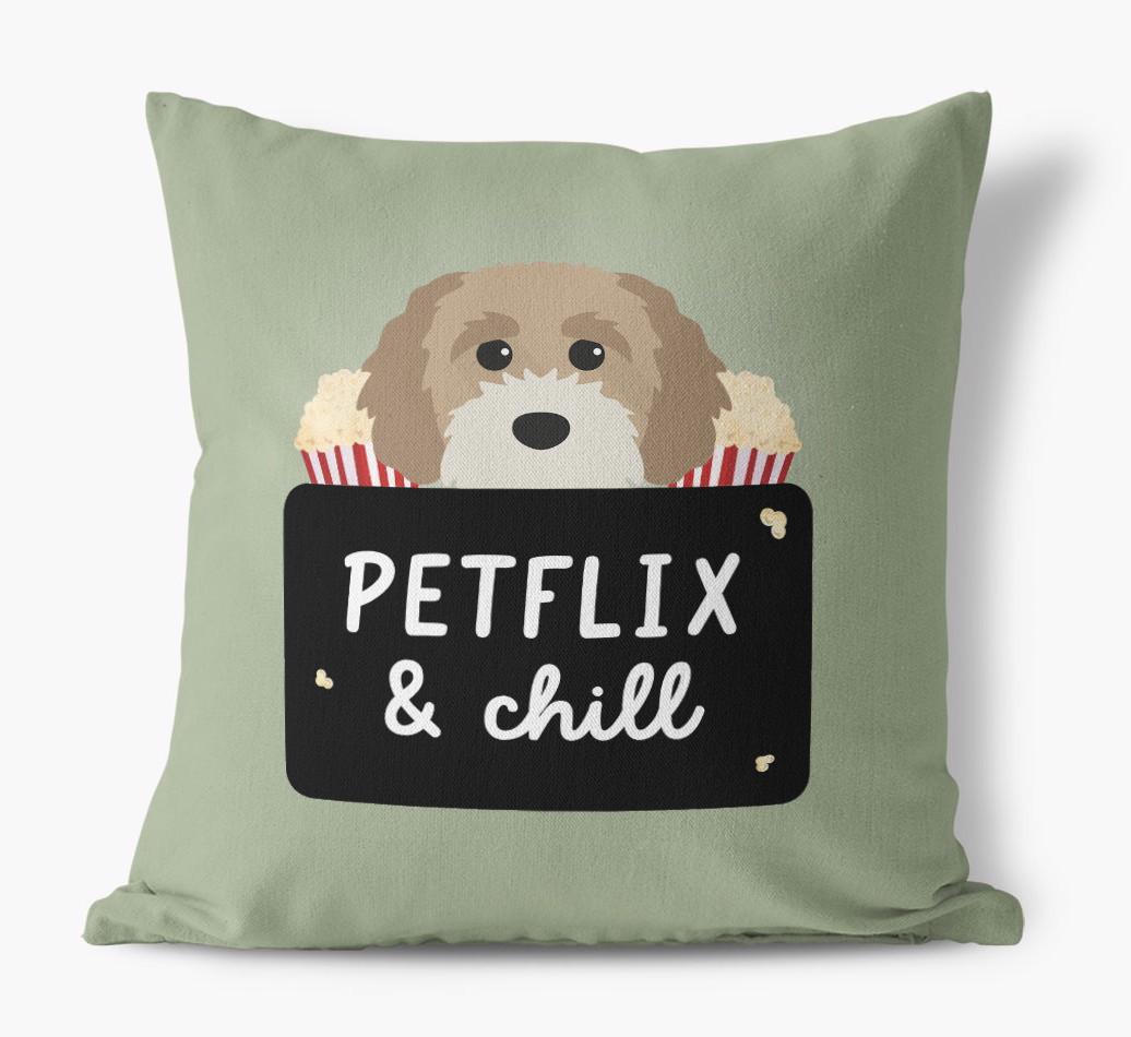 Petflix & Chill: Personalized {breedFullName} Canvas Pillow