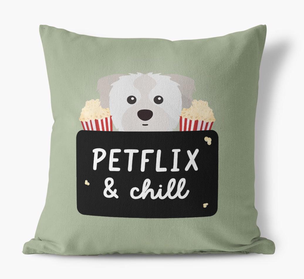 Petflix & Chill: Personalized {breedFullName} Canvas Pillow
