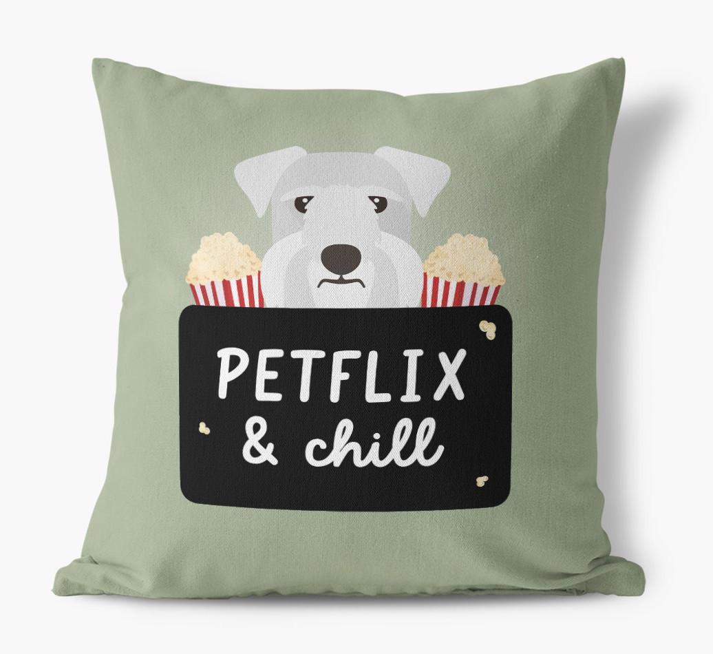 Petflix & Chill: Personalized {breedFullName} Canvas Pillow