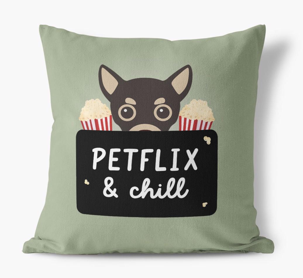 Petflix & Chill: Personalized {breedFullName} Canvas Pillow