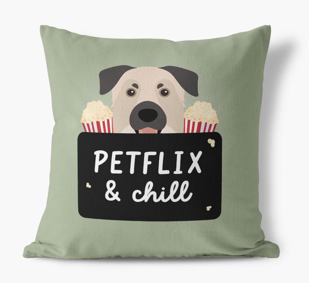 Petflix & Chill: Personalized {breedFullName} Canvas Pillow