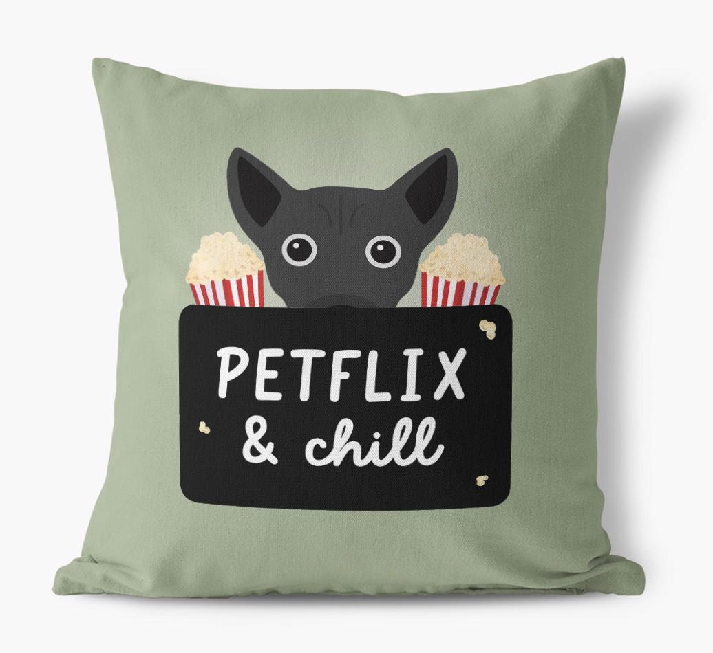 Petflix & Chill: Personalized {breedFullName} Canvas Pillow