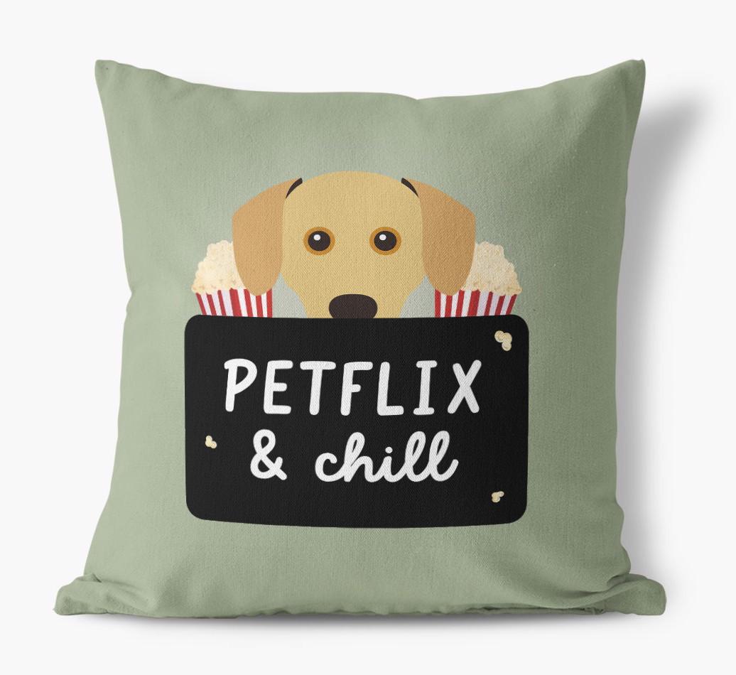 Petflix & Chill: Personalized {breedFullName} Canvas Pillow
