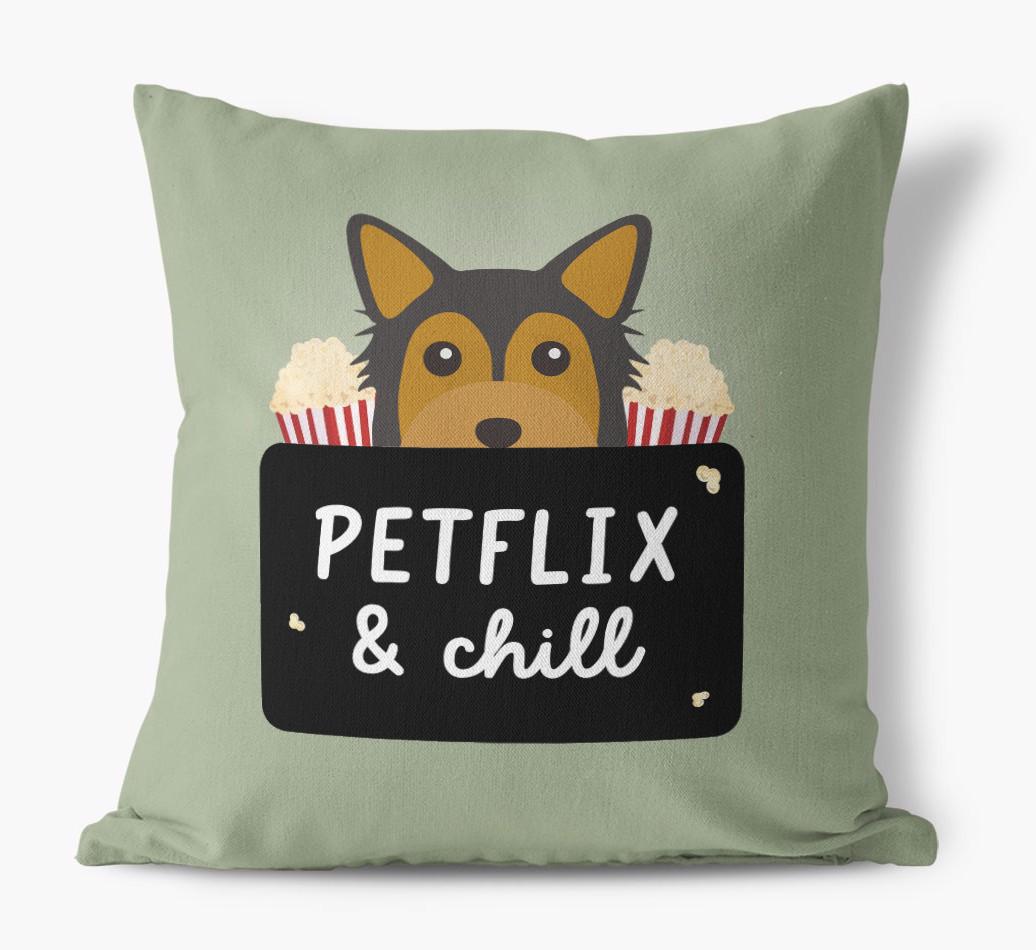 Petflix & Chill: Personalized {breedFullName} Canvas Pillow