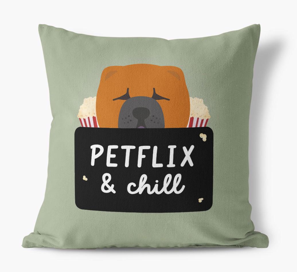 Petflix & Chill: Personalized {breedFullName} Canvas Pillow