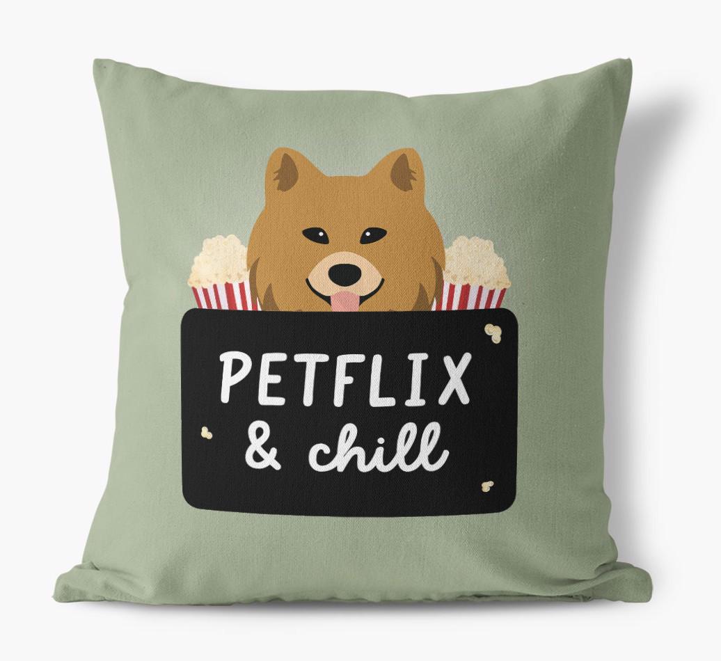 Petflix & Chill: Personalized {breedFullName} Canvas Pillow