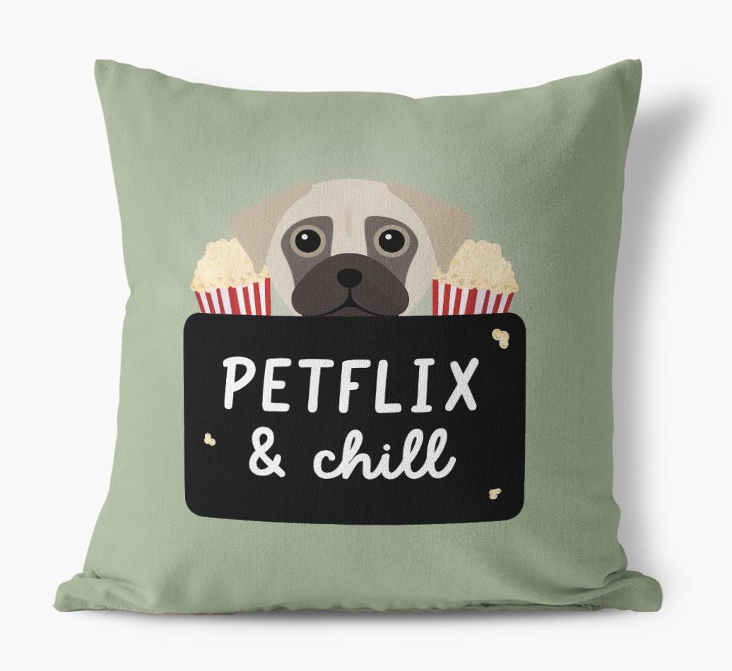 Petflix & Chill: Personalized {breedFullName} Canvas Pillow
