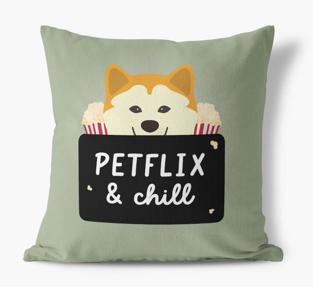 Petflix & Chill: Personalized {breedFullName} Canvas Pillow