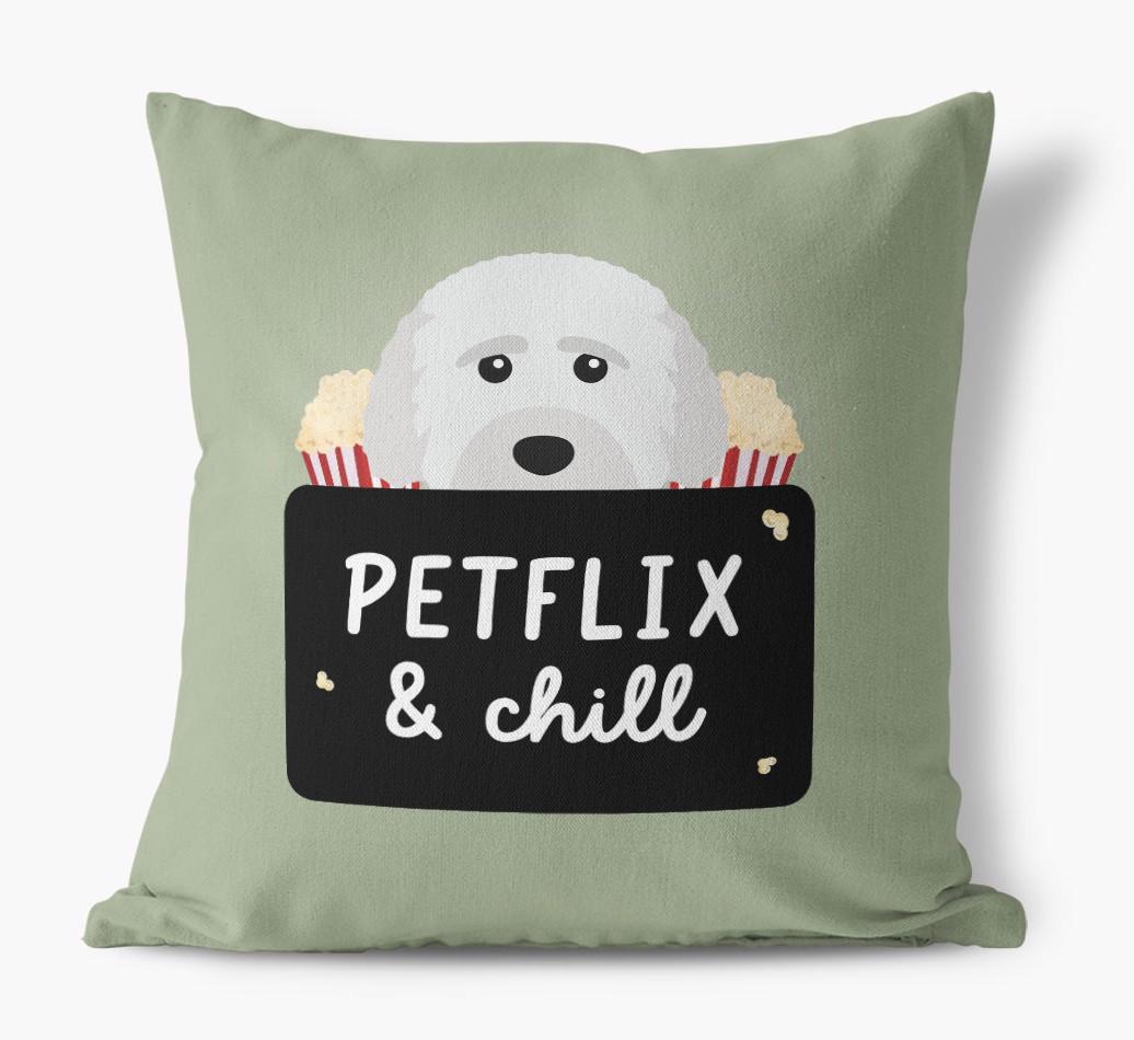 Petflix & Chill: Personalized {breedFullName} Canvas Pillow