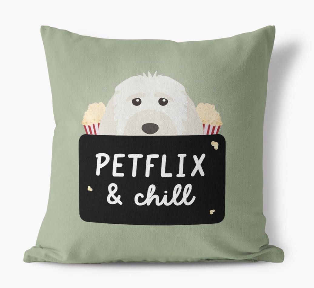 Petflix & Chill: Personalized {breedFullName} Canvas Pillow