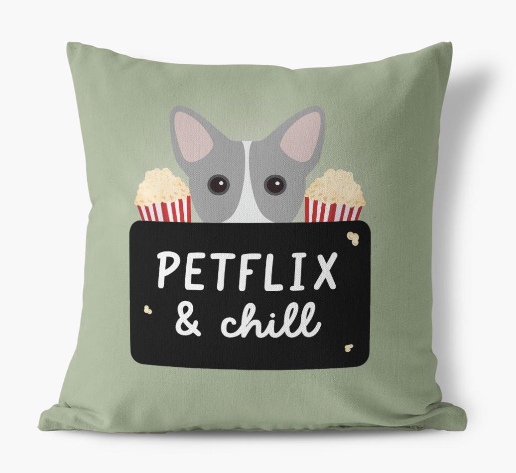 Petflix & Chill: Personalized {breedFullName} Canvas Pillow