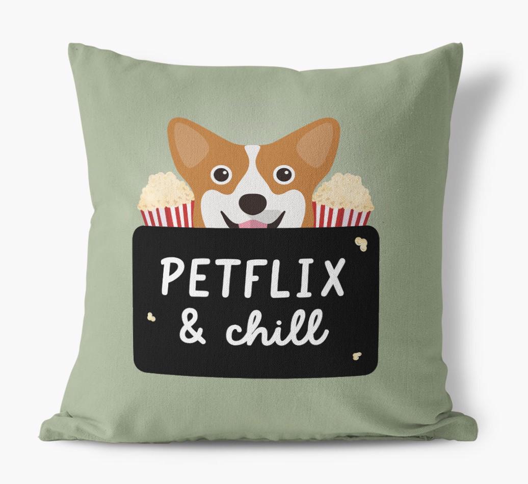 Petflix & Chill: Personalized {breedFullName} Canvas Pillow