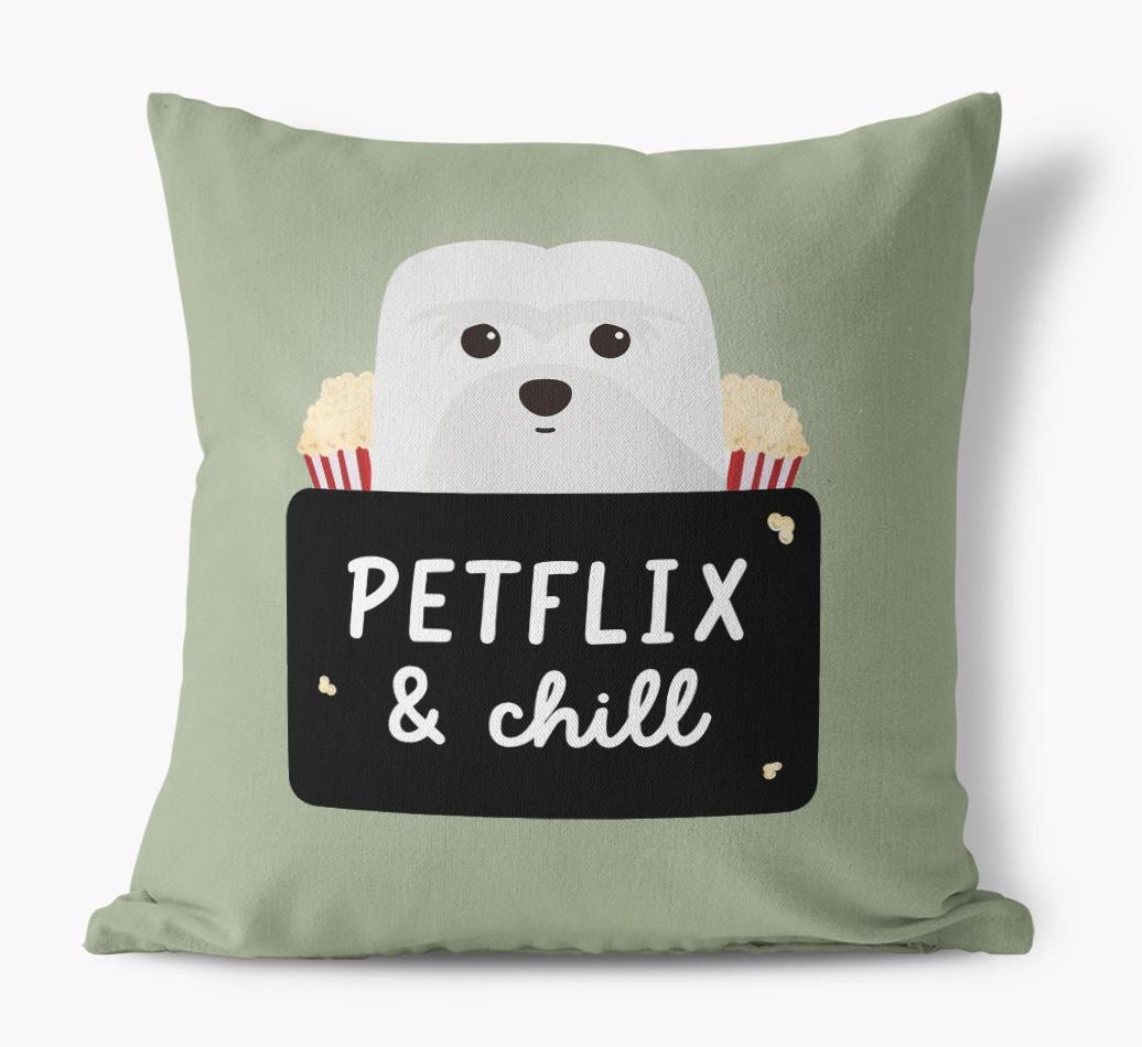 Petflix & Chill: Personalized {breedFullName} Canvas Pillow
