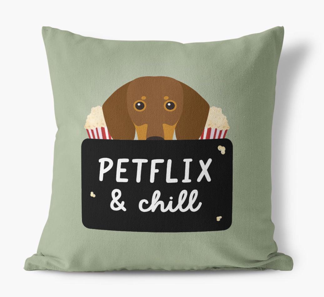 Petflix & Chill: Personalized {breedFullName} Canvas Pillow