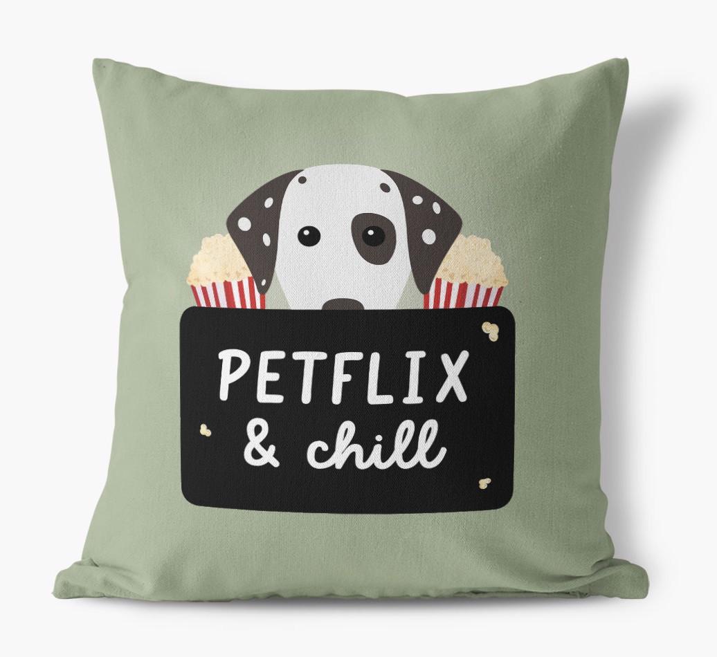Petflix & Chill: Personalized {breedFullName} Canvas Pillow