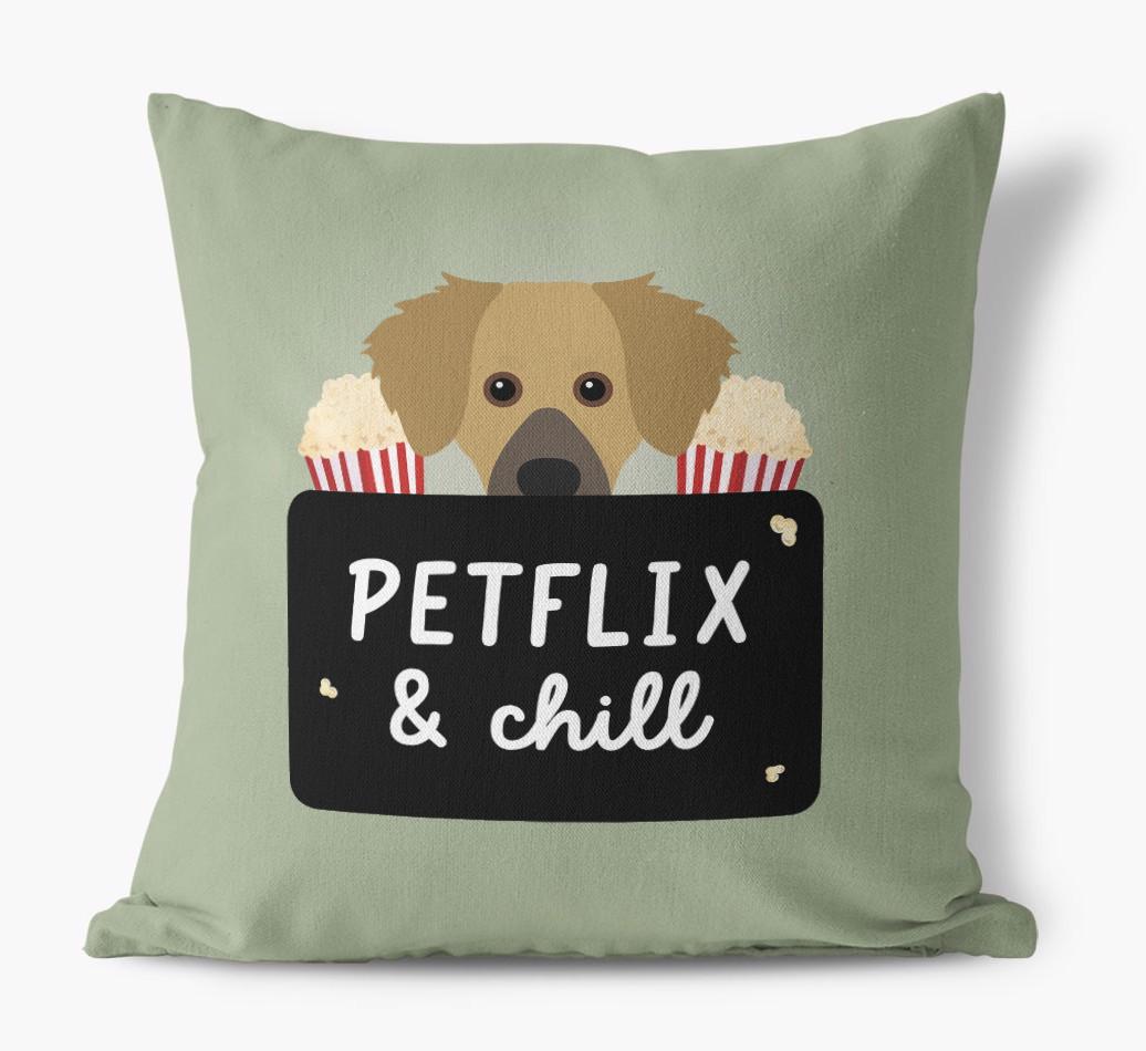 Petflix & Chill: Personalized {breedFullName} Canvas Pillow