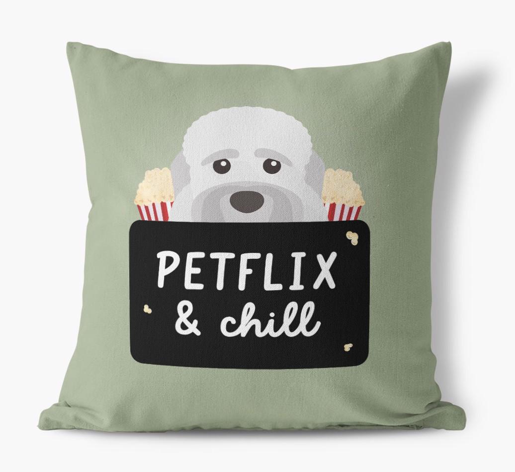 Petflix & Chill: Personalized {breedFullName} Canvas Pillow
