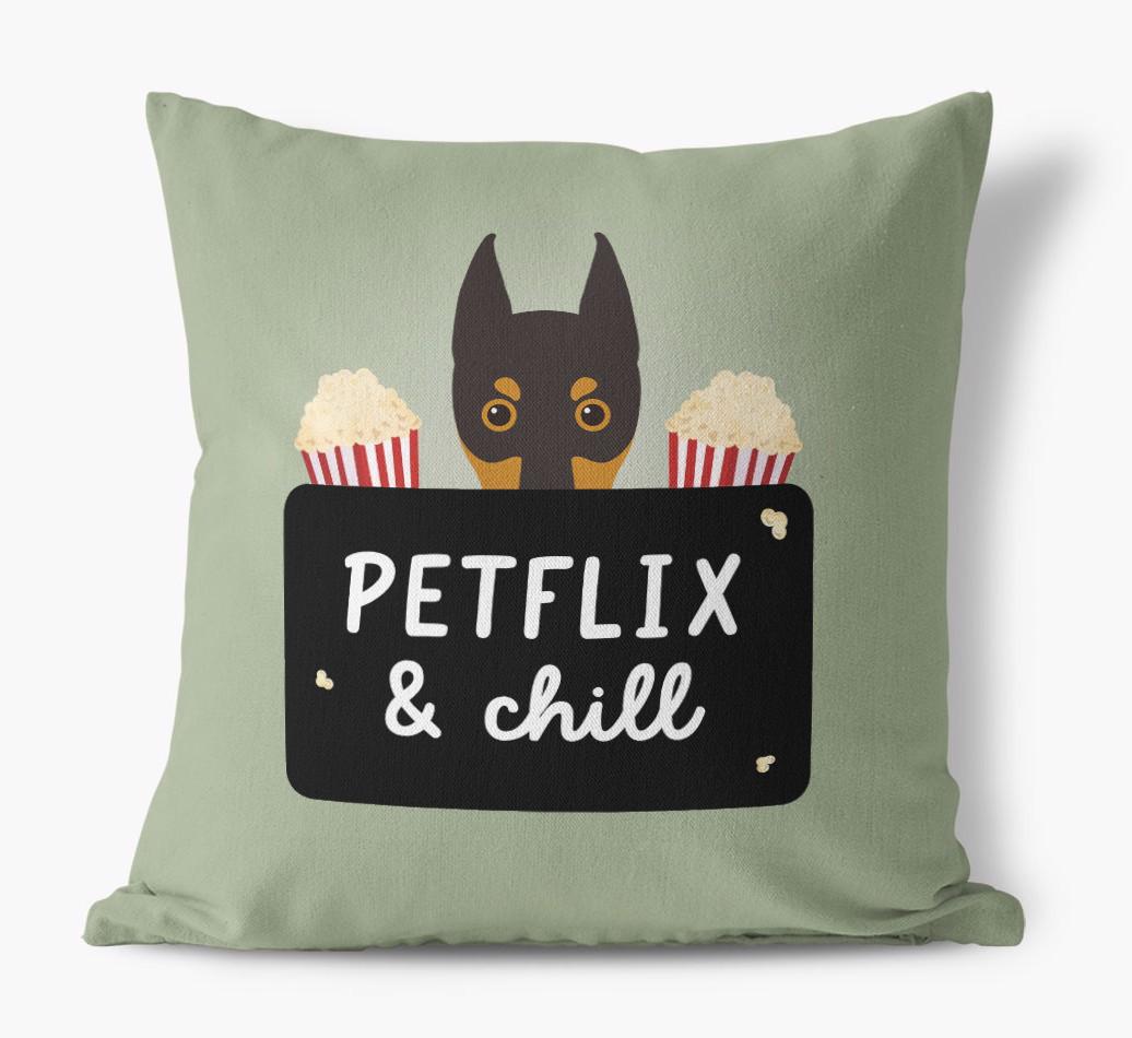 Petflix & Chill: Personalized {breedFullName} Canvas Pillow
