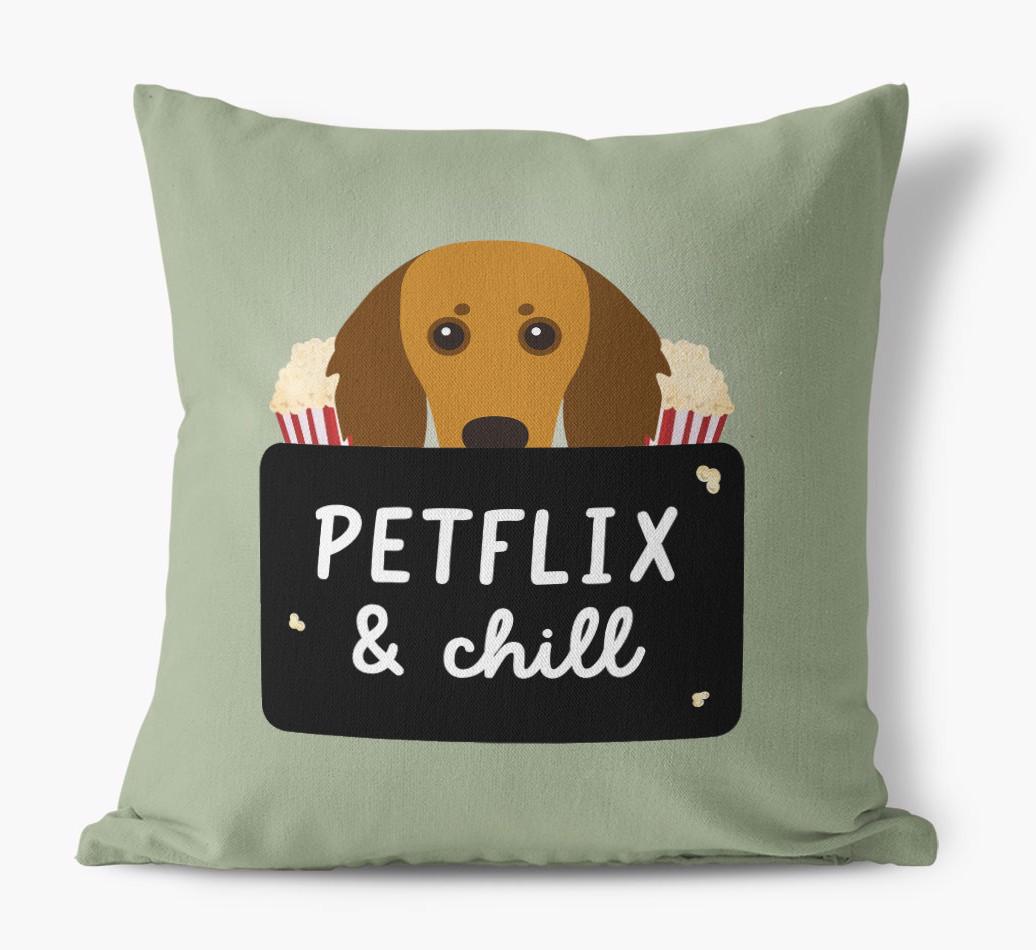 Petflix & Chill: Personalized {breedFullName} Canvas Pillow