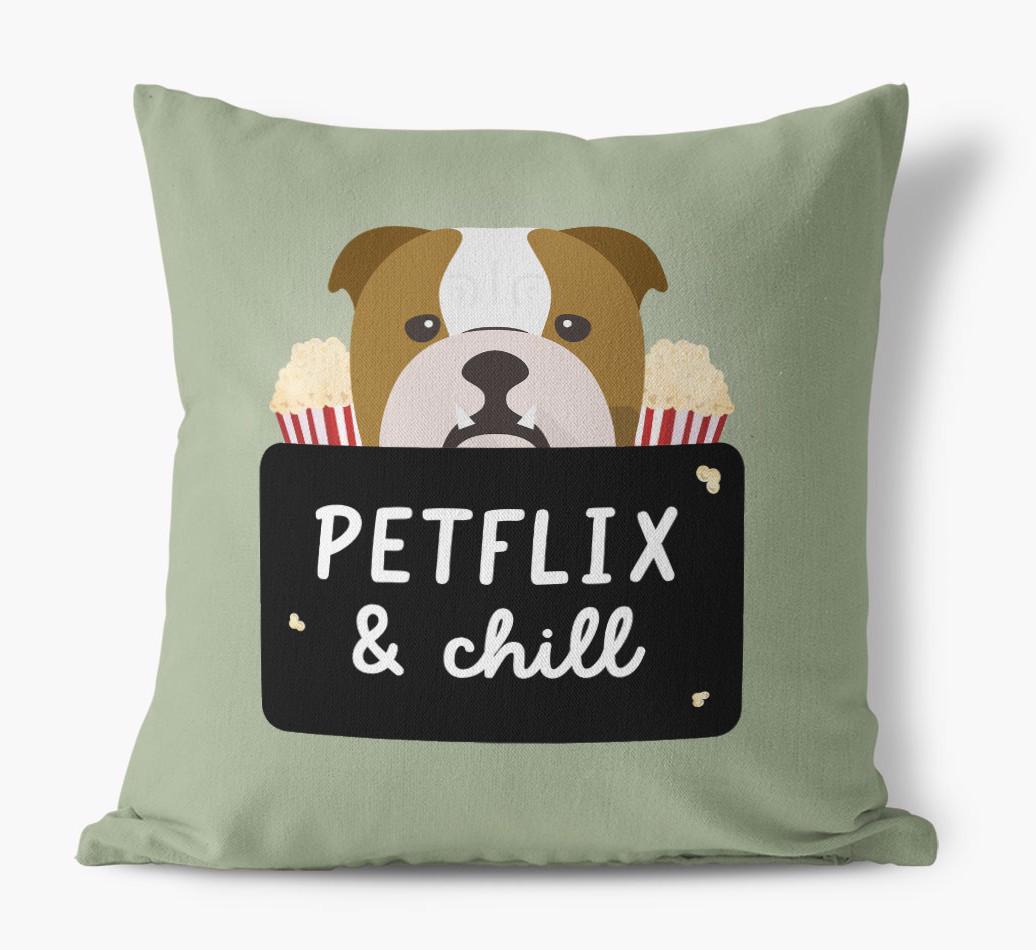 Petflix & Chill: Personalized {breedFullName} Canvas Pillow