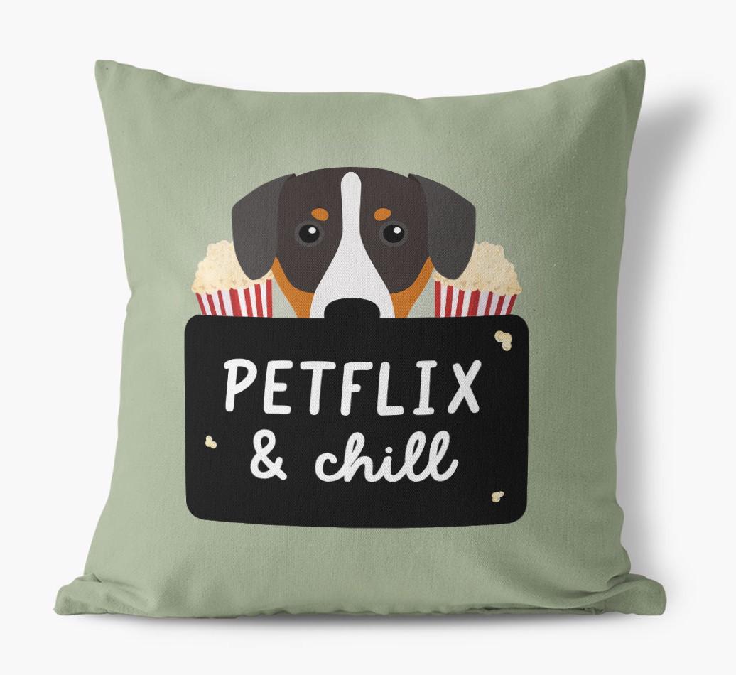 Petflix & Chill: Personalized {breedFullName} Canvas Pillow