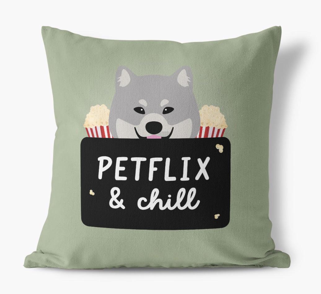 Petflix & Chill: Personalized {breedFullName} Canvas Pillow