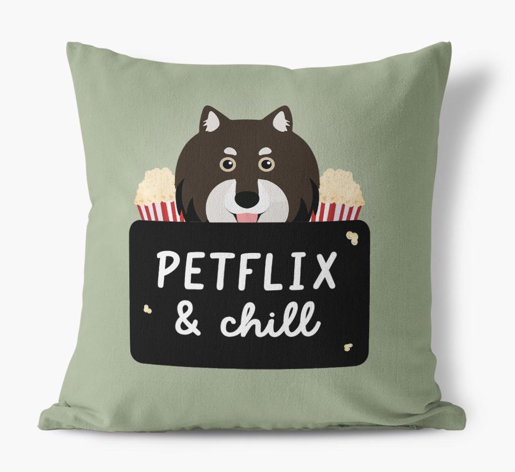 Petflix & Chill: Personalized {breedFullName} Canvas Pillow
