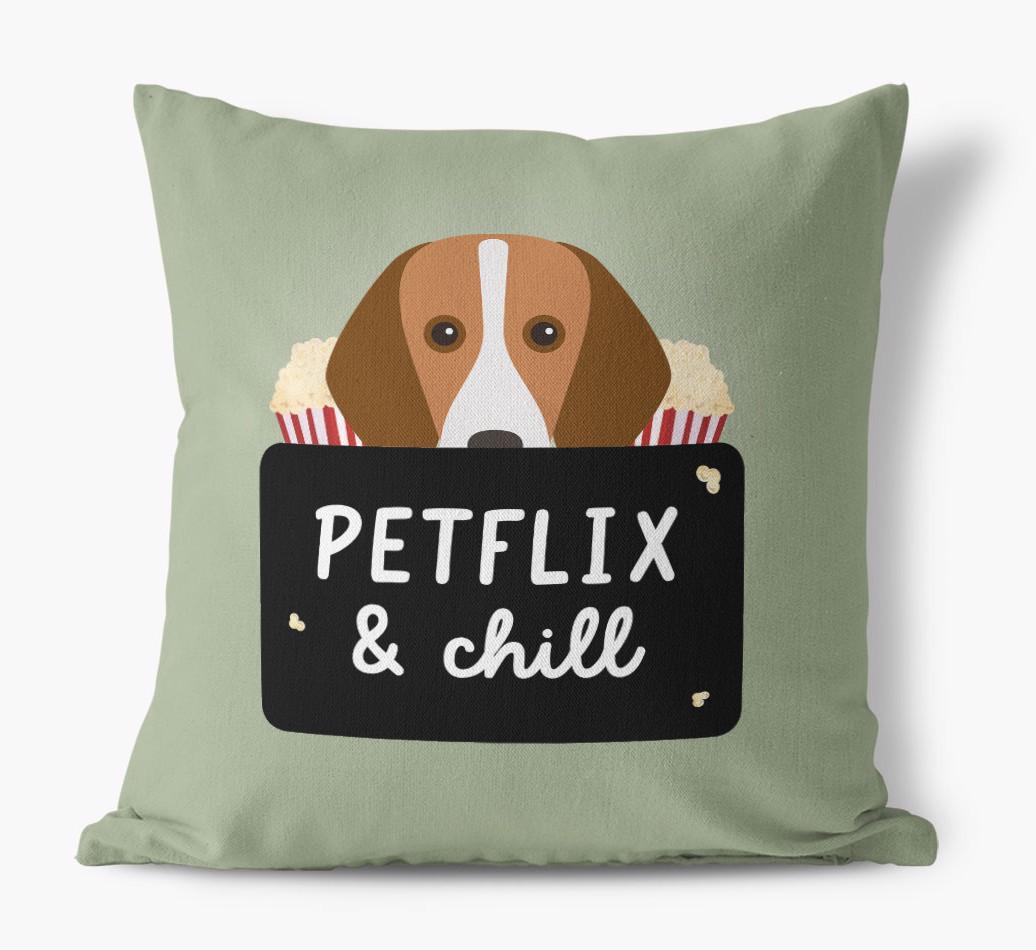 Petflix & Chill: Personalized {breedFullName} Canvas Pillow