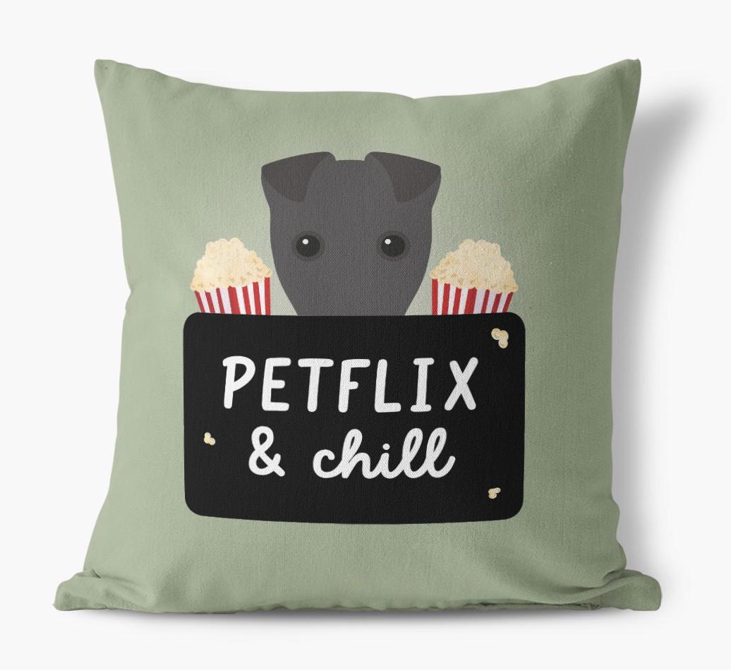 Petflix & Chill: Personalized {breedFullName} Canvas Pillow