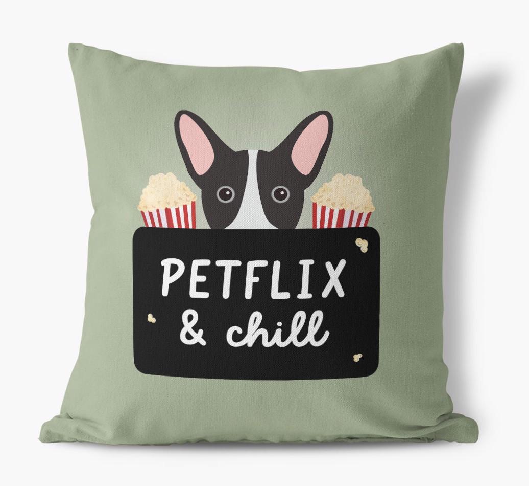 Petflix & Chill: Personalized {breedFullName} Canvas Pillow