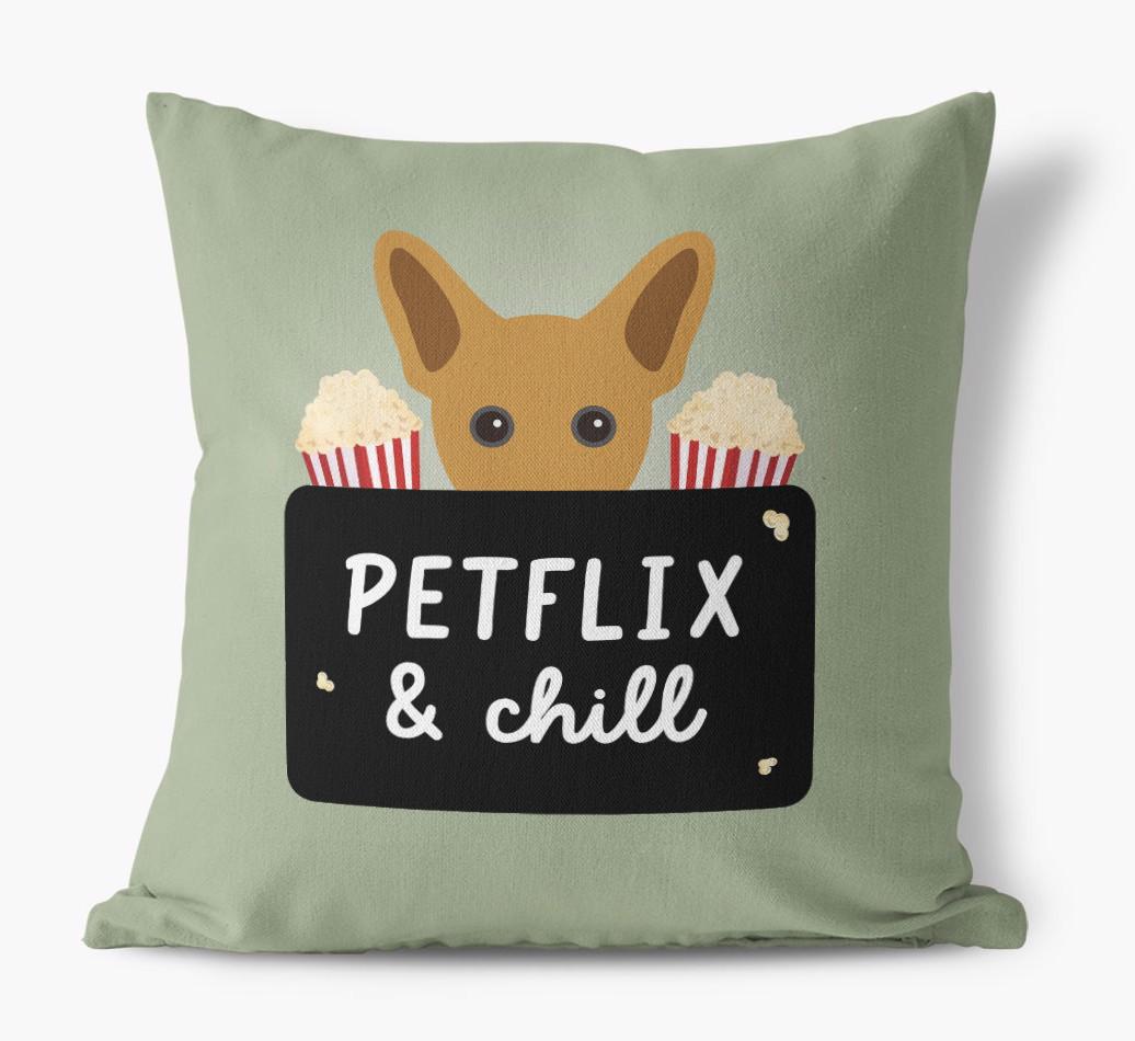 Petflix & Chill: Personalized {breedFullName} Canvas Pillow
