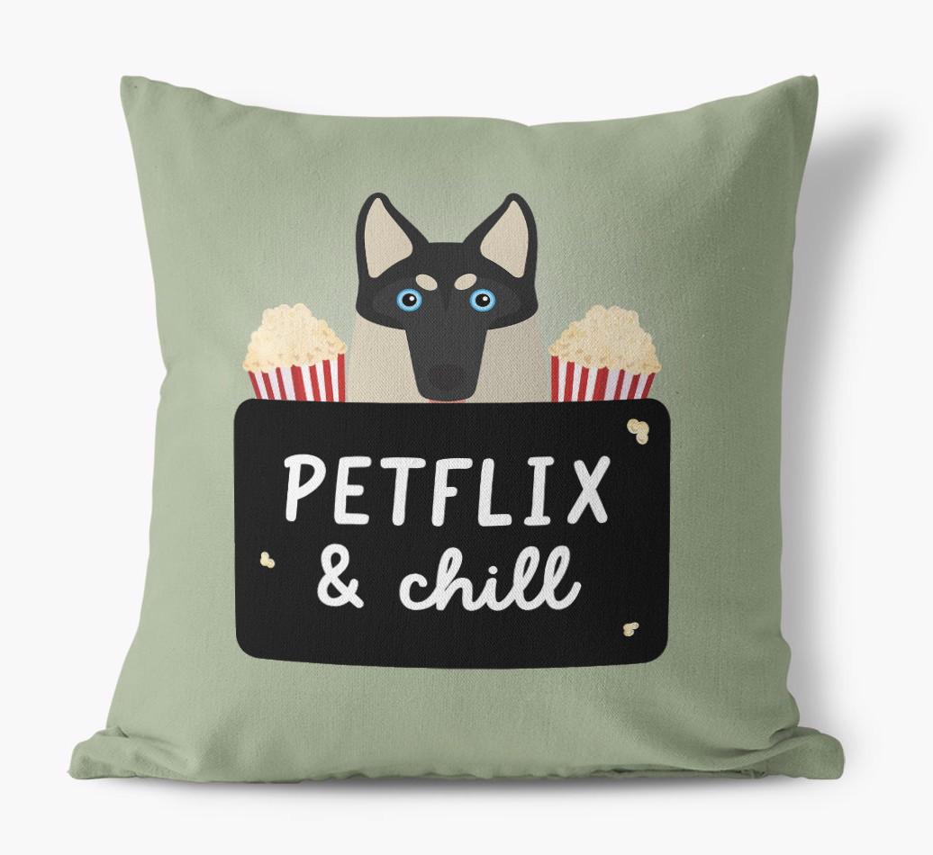 Petflix & Chill: Personalized {breedFullName} Canvas Pillow