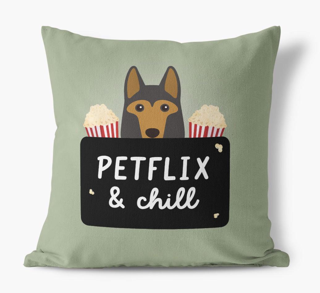 Petflix & Chill: Personalized {breedFullName} Canvas Pillow
