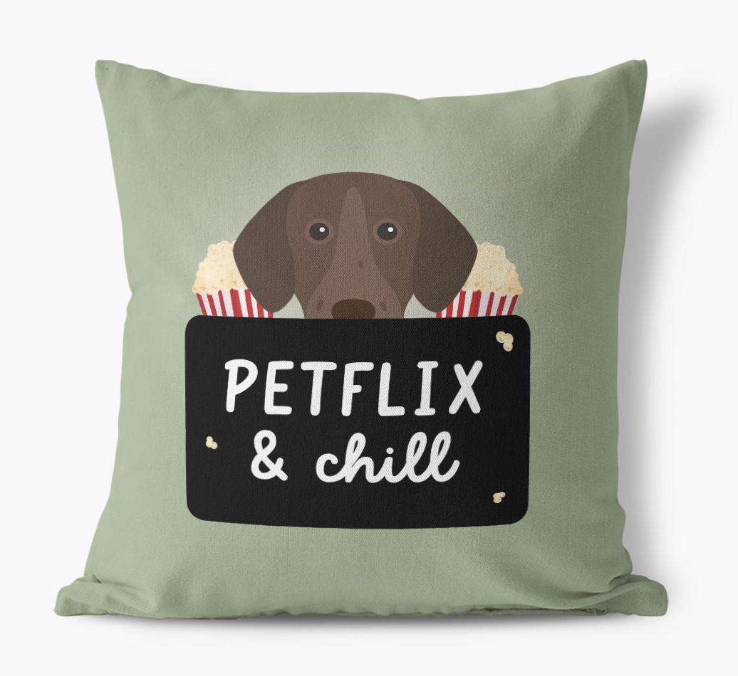 Petflix & Chill: Personalized {breedFullName} Canvas Pillow