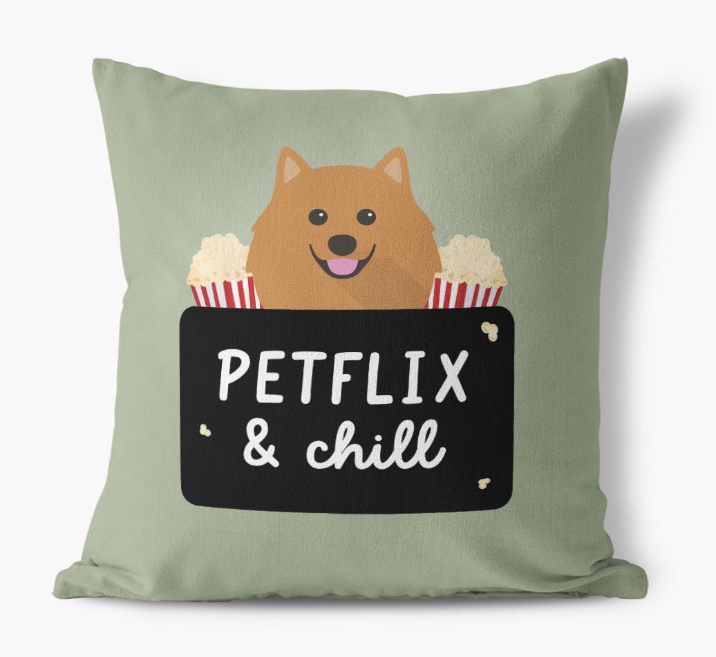 Petflix & Chill: Personalized {breedFullName} Canvas Pillow