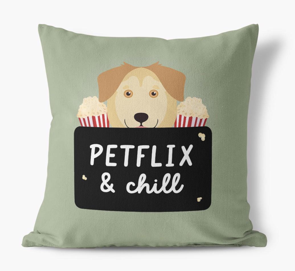 Petflix & Chill: Personalized {breedFullName} Canvas Pillow