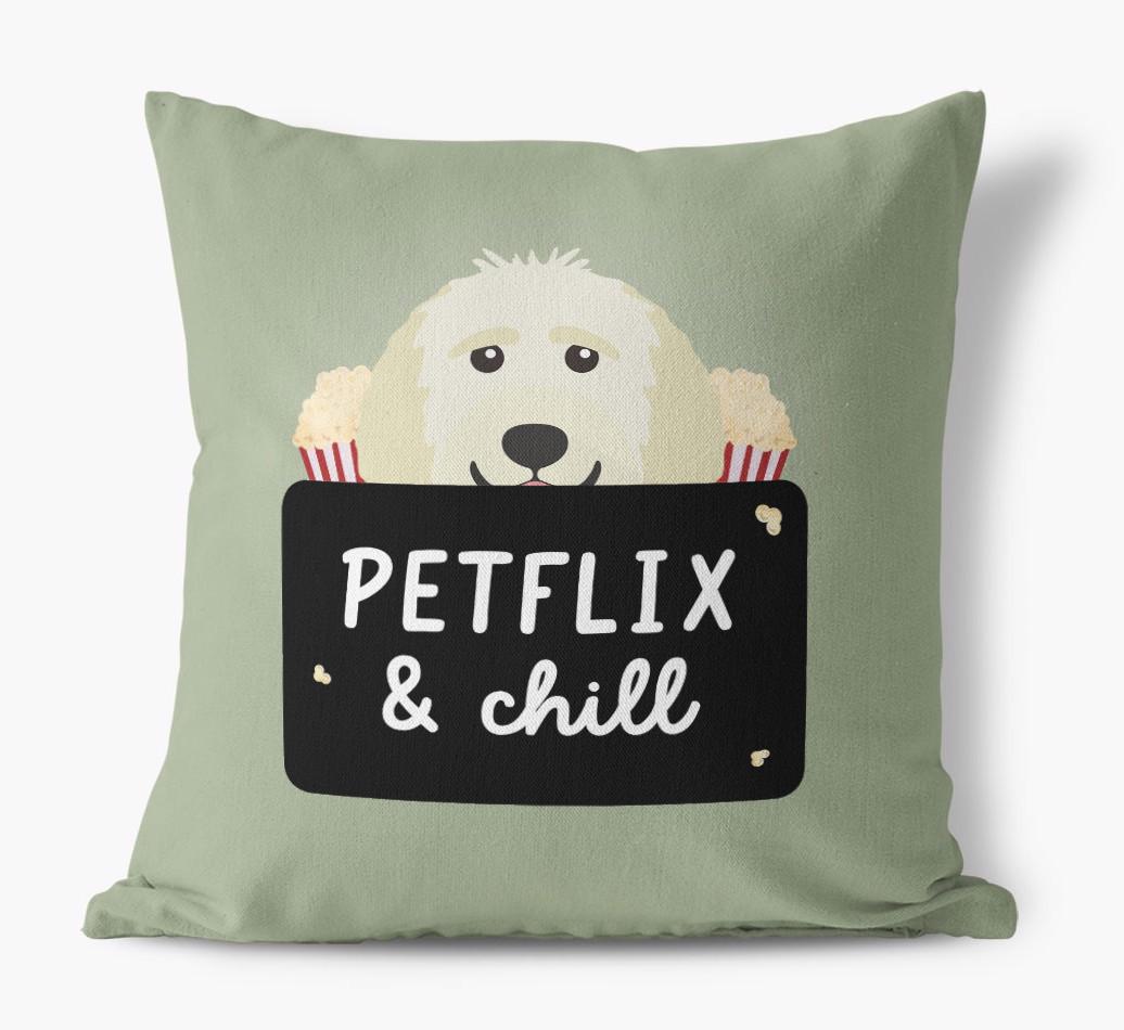 Petflix & Chill: Personalized {breedFullName} Canvas Pillow
