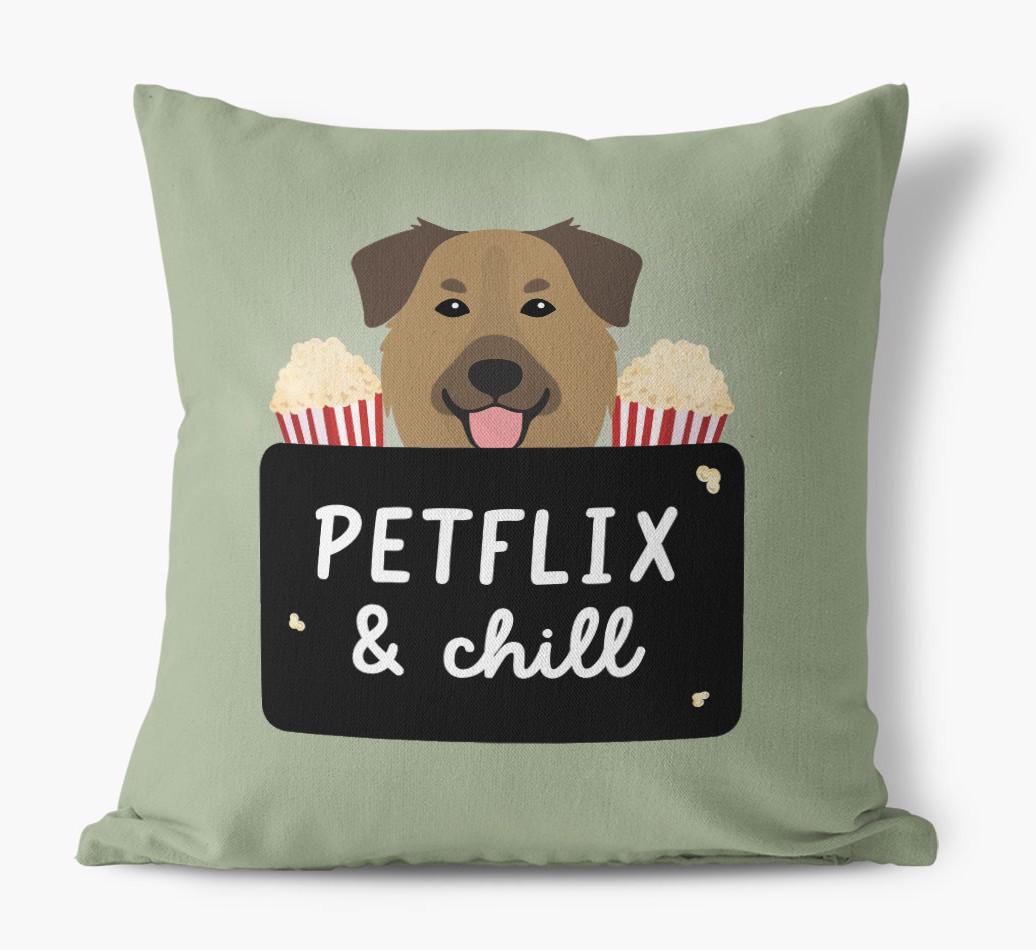 Petflix & Chill: Personalized {breedFullName} Canvas Pillow