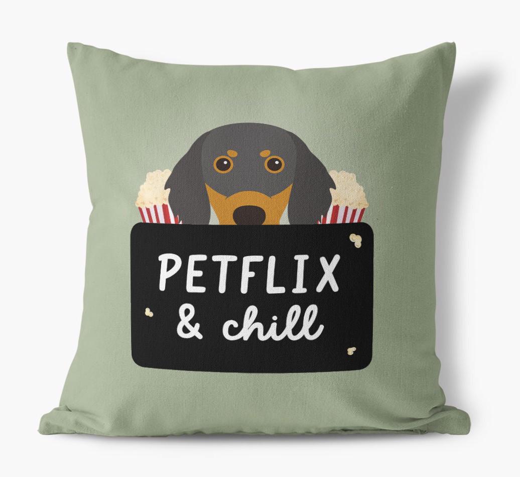 Petflix & Chill: Personalized {breedFullName} Canvas Pillow