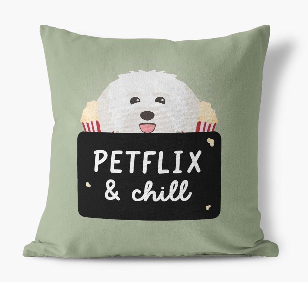 Petflix & Chill: Personalized {breedFullName} Canvas Pillow