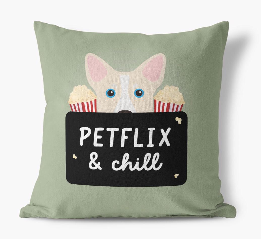 Petflix & Chill: Personalized {breedFullName} Canvas Pillow