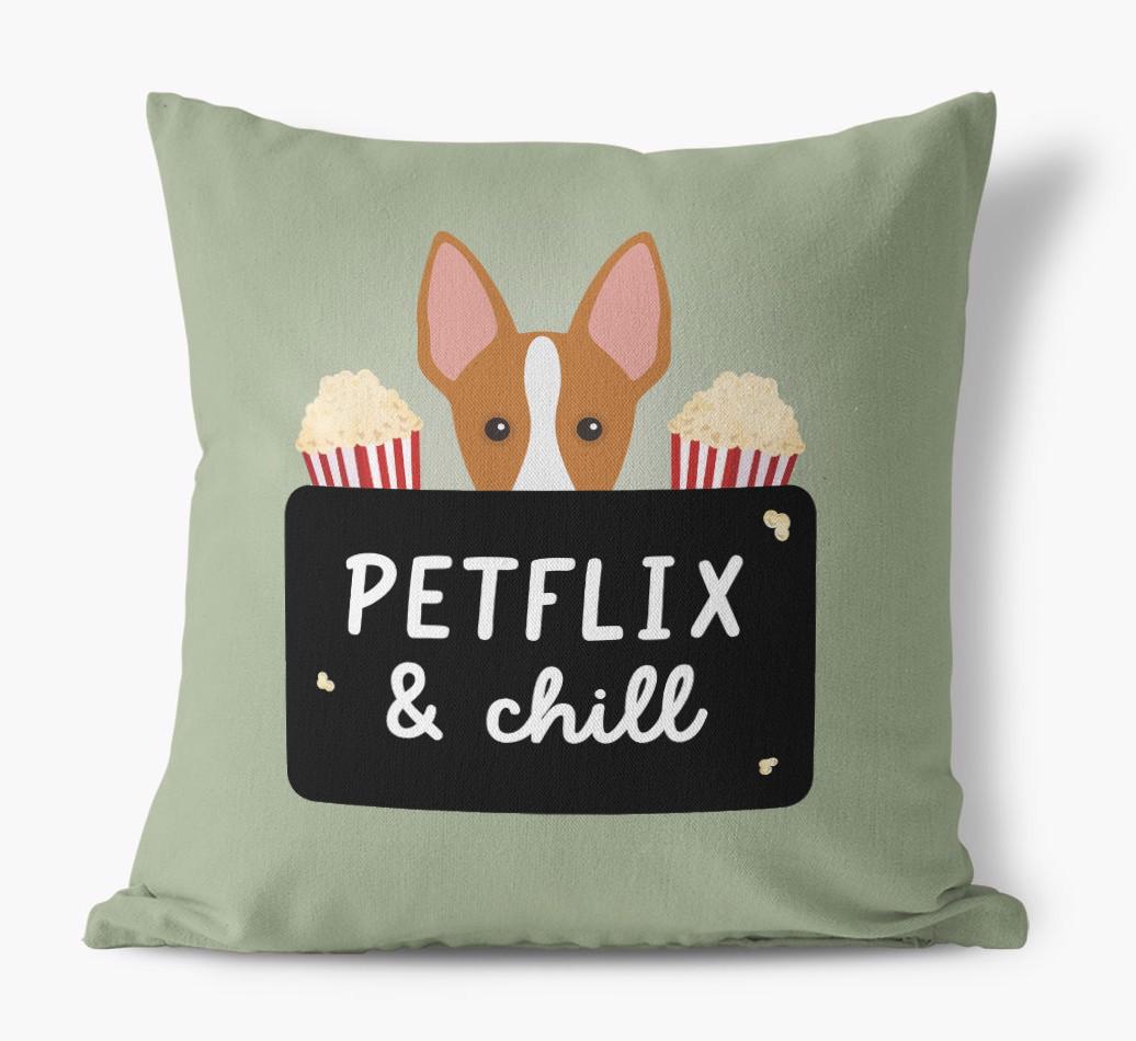 Petflix & Chill: Personalized {breedFullName} Canvas Pillow