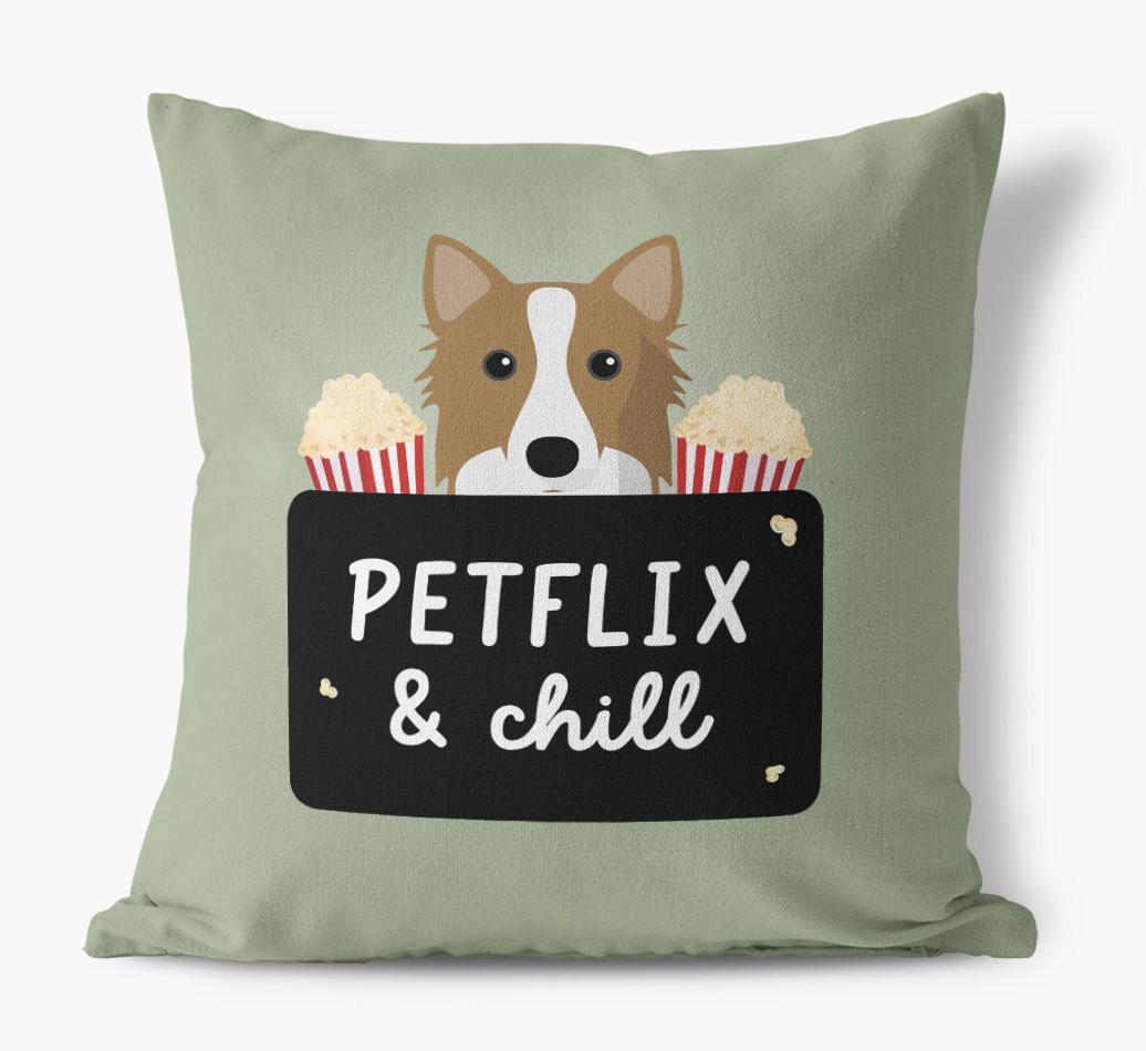 Petflix & Chill: Personalized {breedFullName} Canvas Pillow