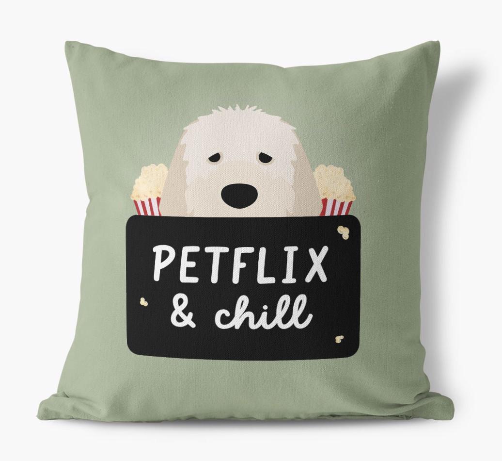 Petflix & Chill: Personalized {breedFullName} Canvas Pillow