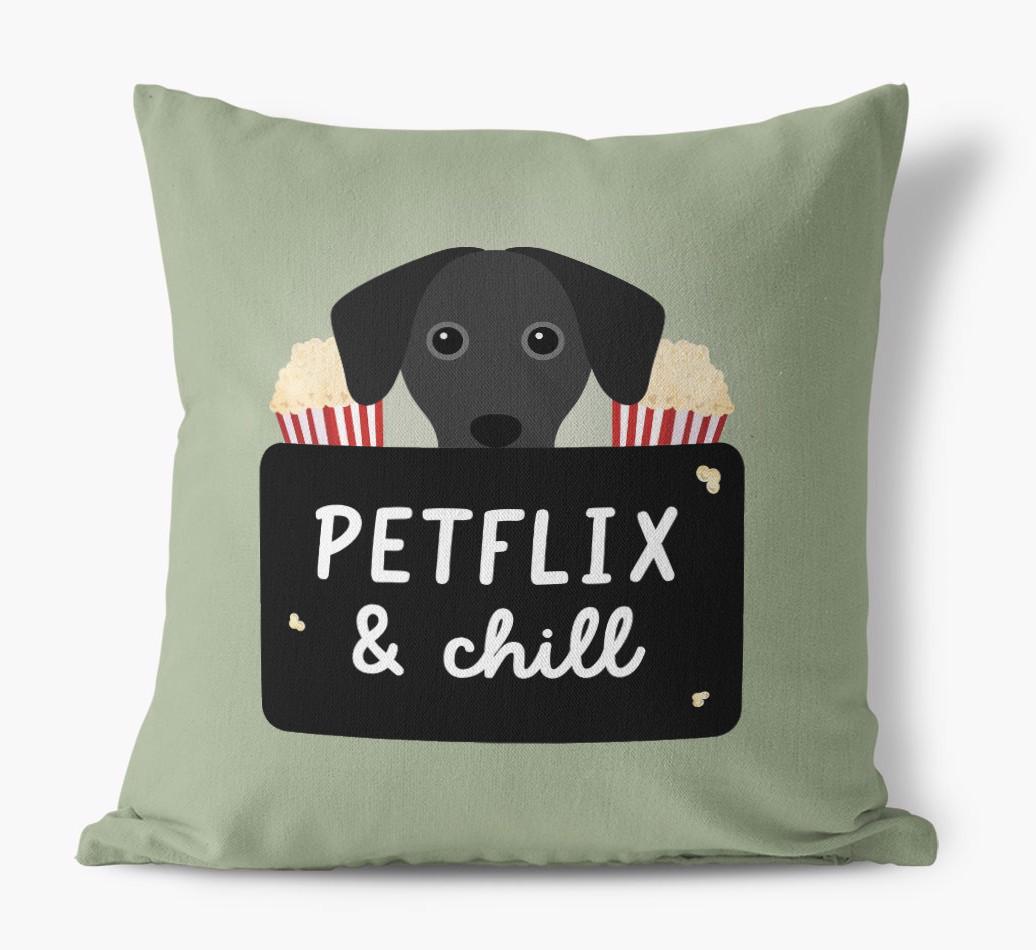 Petflix & Chill: Personalized {breedFullName} Canvas Pillow